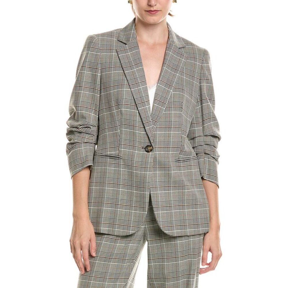 Anne Klein Womens  Scrunch Sleeve Jacket, Black